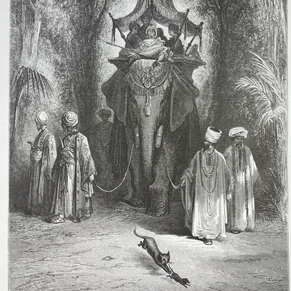 Dore, Fables, Rat and Elephant, Tircis and Amarante, Bookplate, ~ 240706-WH 290